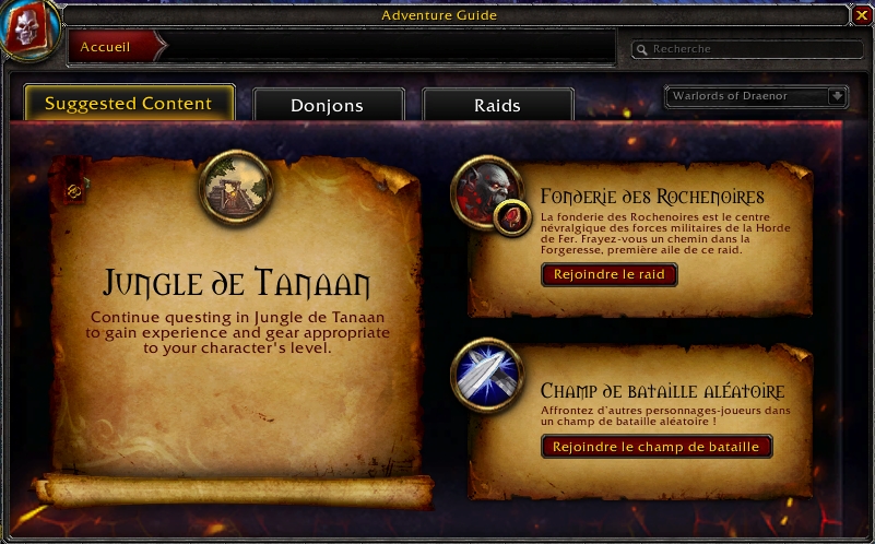 Screenshot du PTR 6.2 de World of Warcraft.