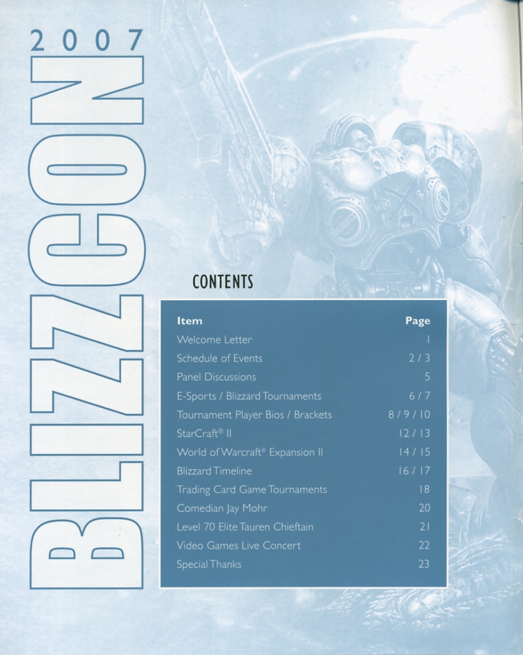 Scan du programme du BlizzCon 2007.