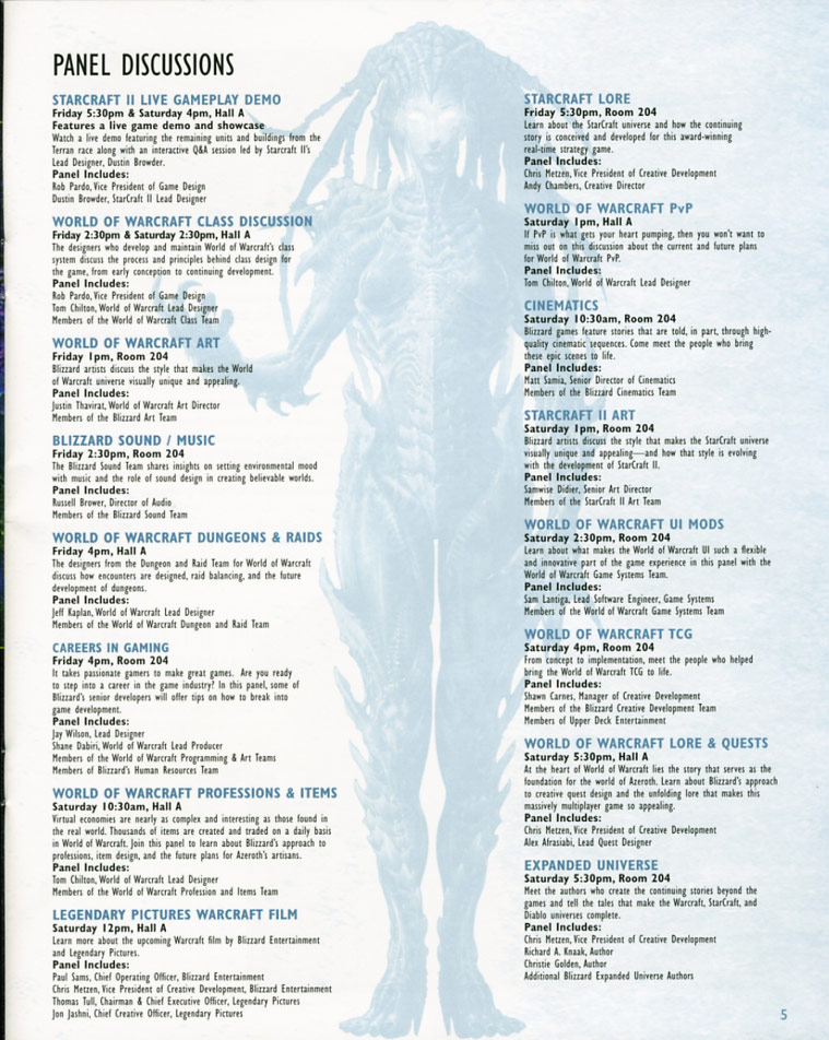 Scan du programme du BlizzCon 2007.