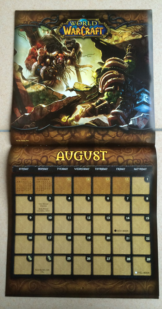 Calendrier 2015 pour World of Warcraft (16 mois).