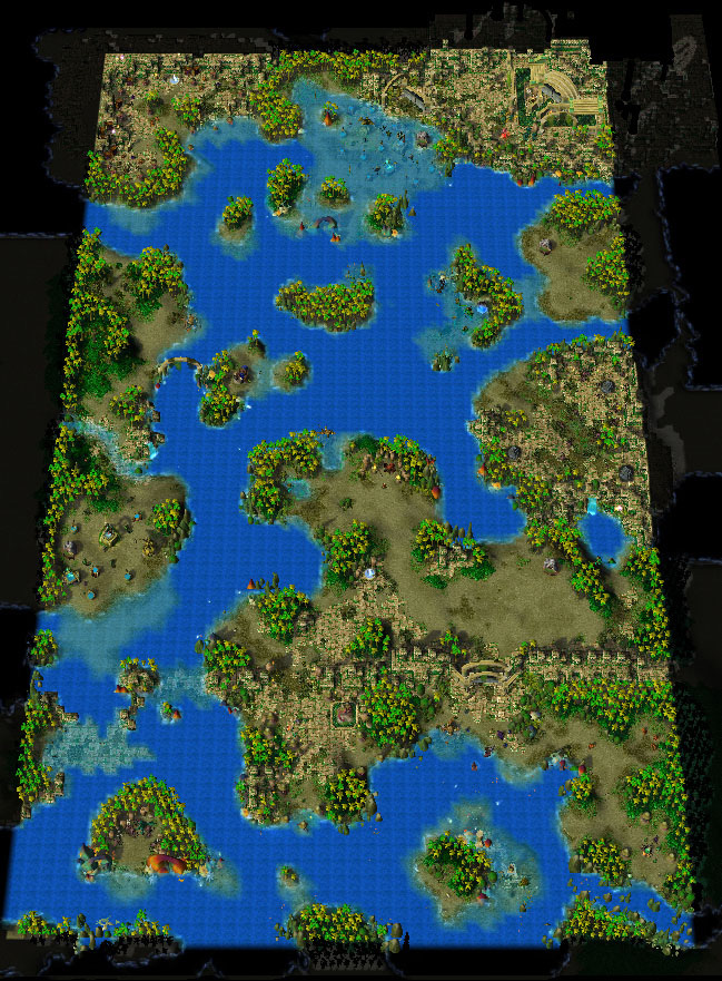 Carte des Îles Brisées dans Warcraft III: The Frozen Throne.