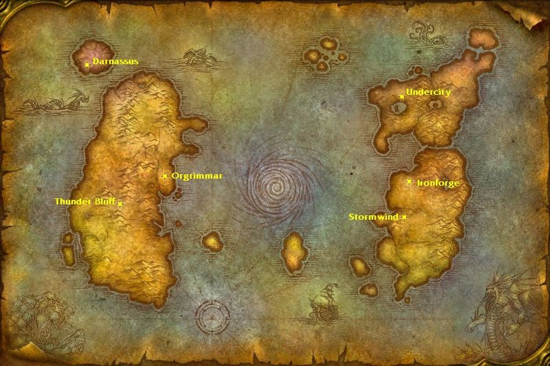 Carte d'Azeroth sur World of Warcraft Vanilla.