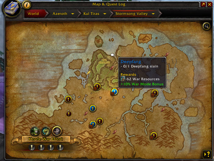 Screenshot de World of Warcraft: Battle for Azeroth. Accès aux expéditions.