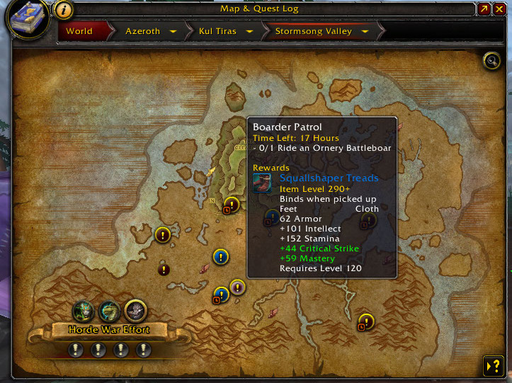 Screenshot de World of Warcraft: Battle for Azeroth. Accès aux expéditions.