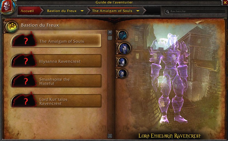 Screenshot du Codex des donjons et raids de World of Warcraft: Legion.