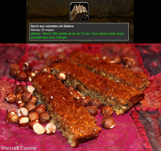 Barre aux noisettes de Bellara réalisée par Warcraft Cuisine.