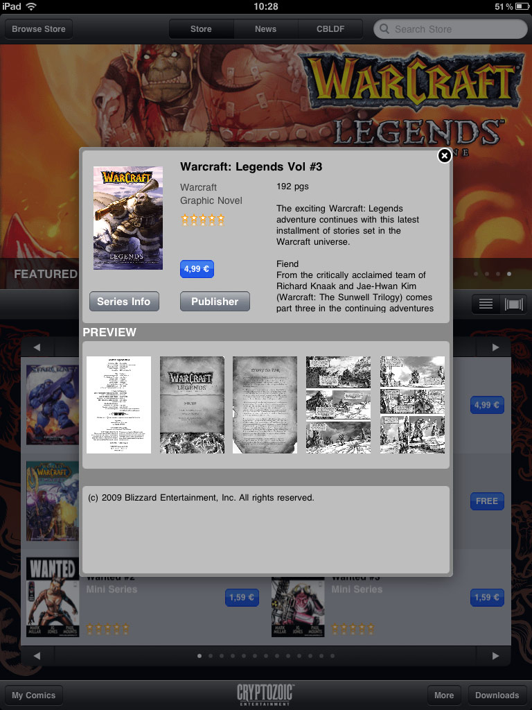 Application Cryptozoic Comics pour iPad v3.5.1.