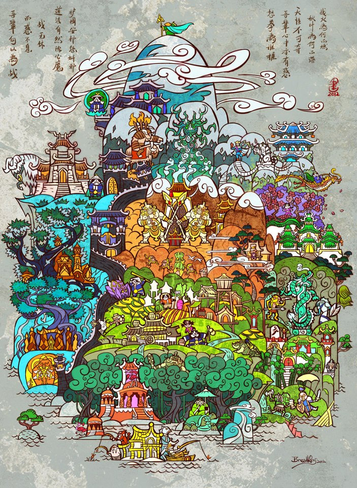 Une illustration de Mists of Pandaria par Jian Guo.