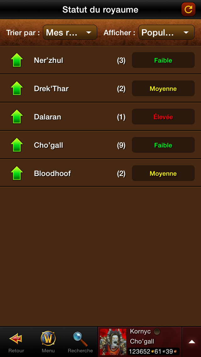 Screenshot de l'Armurerie Mobile de World of Warcraft, v6.1.